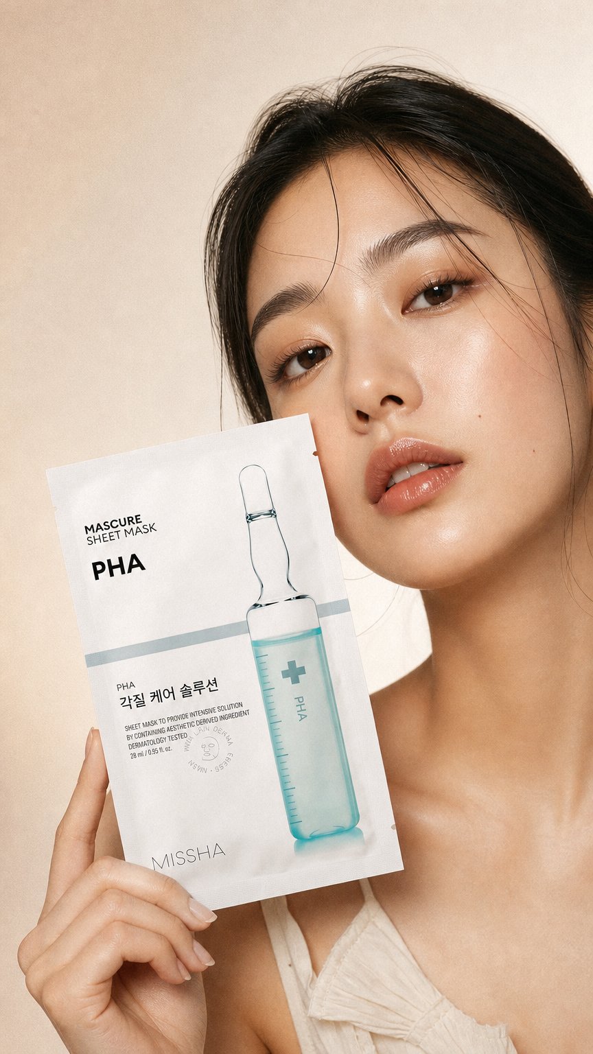 AI product shot of MISSHA – Mascure Peeling Solution Sheet Mask PHA, 28ml