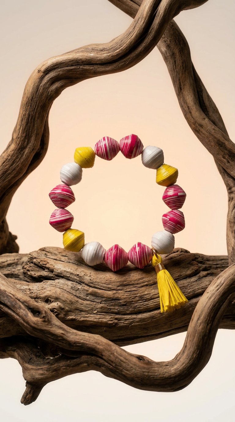 AI product shot of Iced Strawberry Lemonade Beaded Bracelet