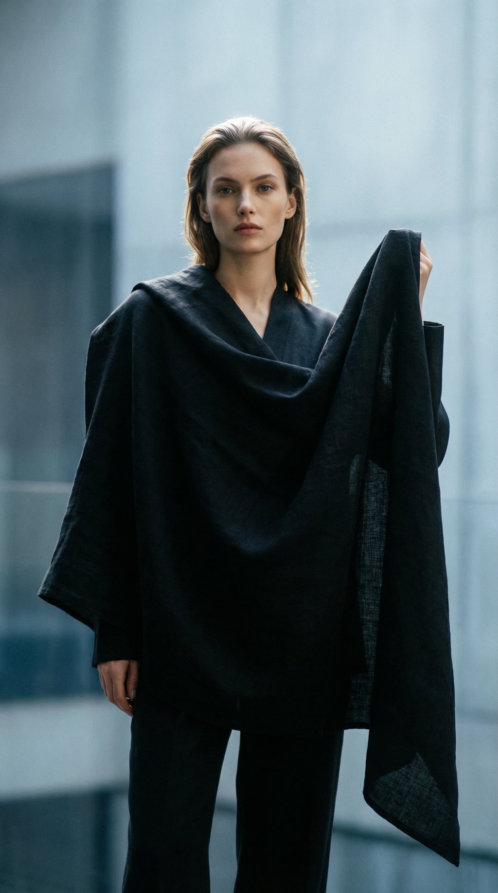 AI product shot of Noir Linen Towel