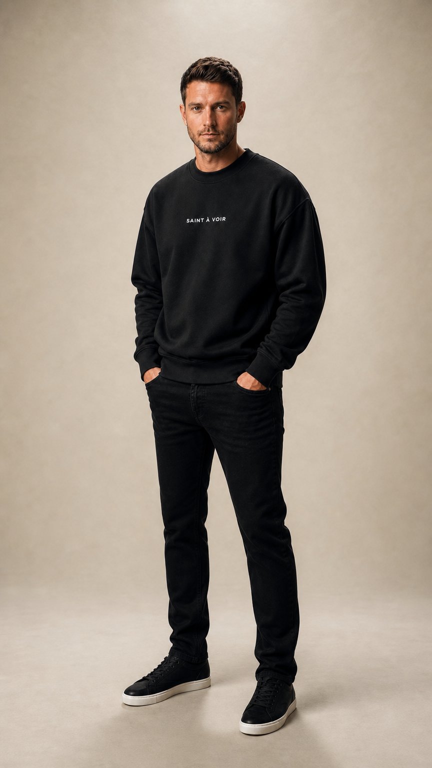 AI product shot of The Essential Sweatshirt – Black