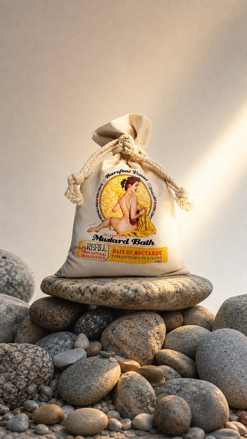 AI product shot of 100% Natural Mustard Bath
