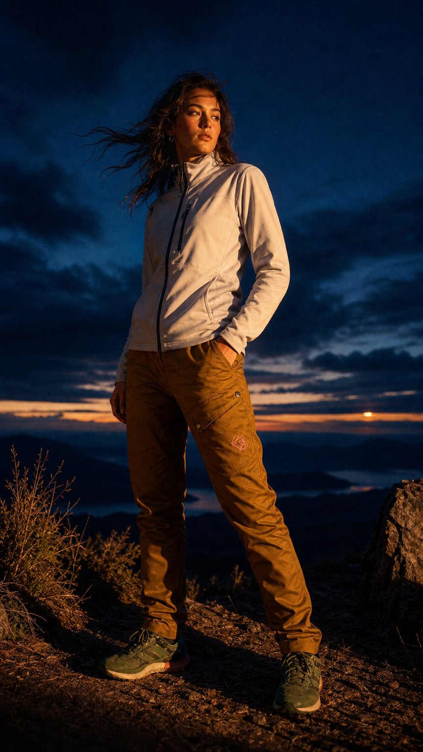 AI product shot of Mara Wanderhose Damen Goldbraun