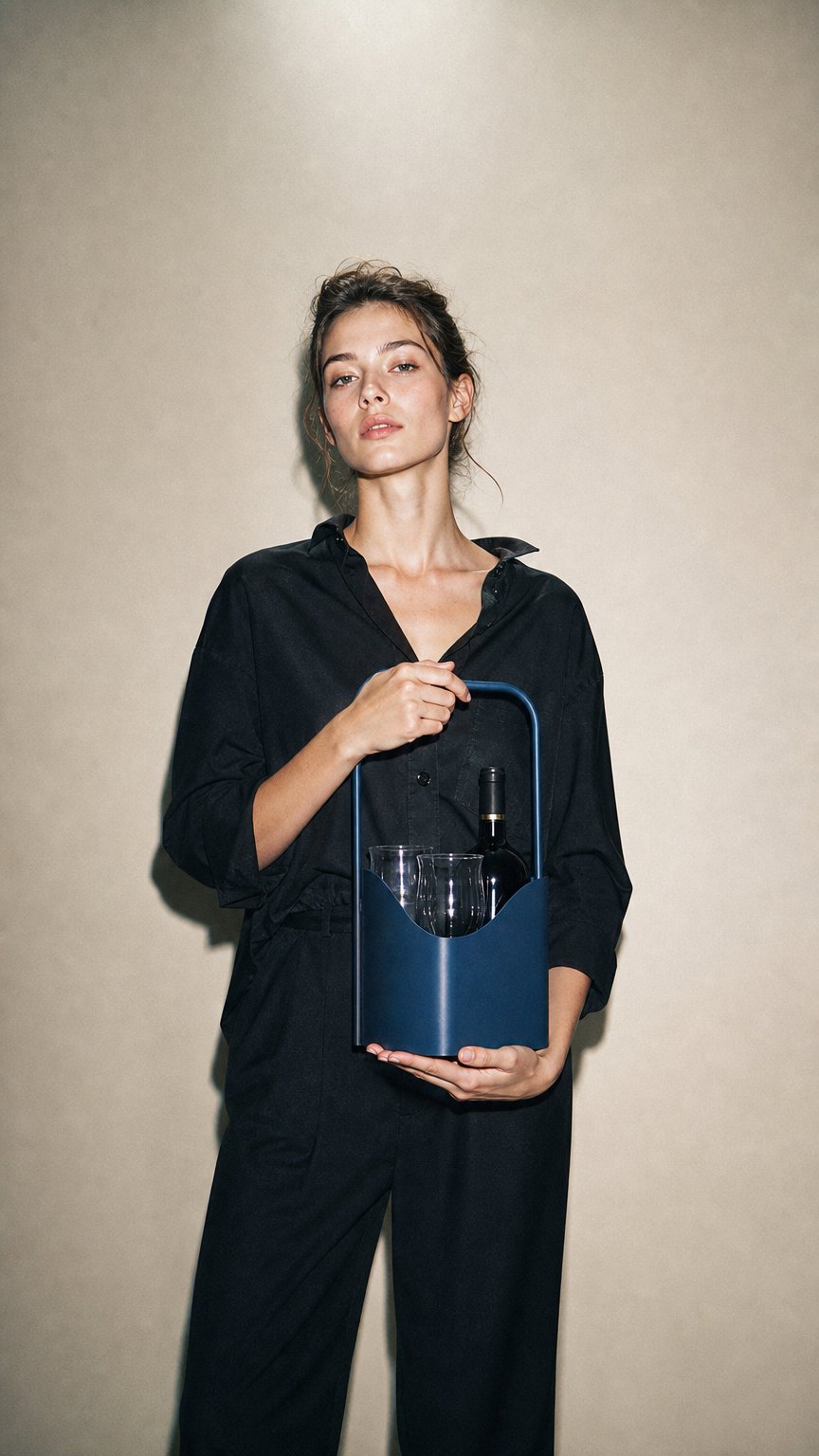 AI product shot of Onda 와인바스켓 (블루)