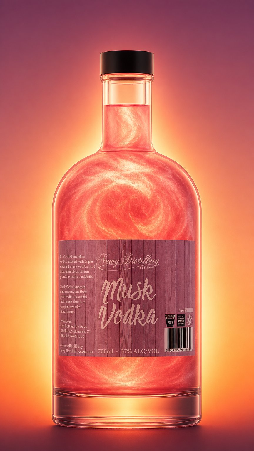 AI product shot of Musk Vodka