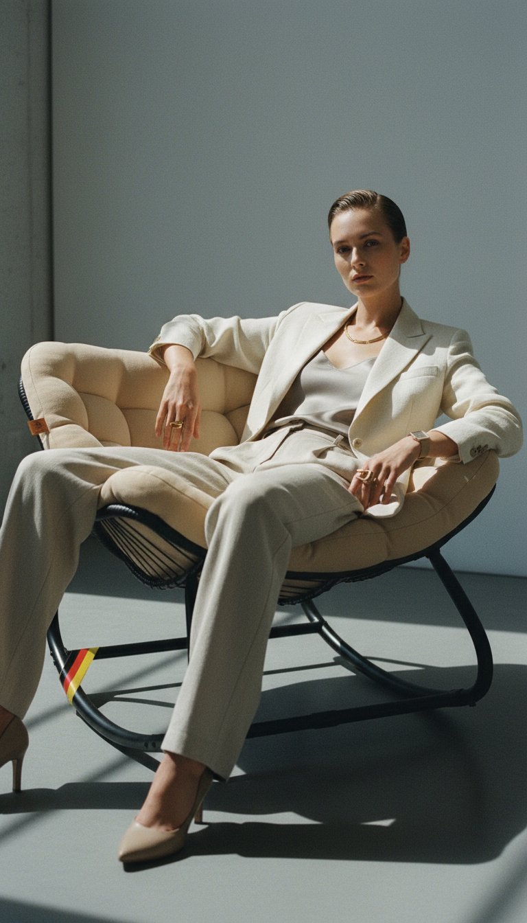 AI product shot of KESSER Rocking Chair for Indoor and Outdoor Use, Ergonomic Rocking Chair, Maximum Load of 120 kg, Recliner Chair with Non-Slip Feet, Weather-Resistant