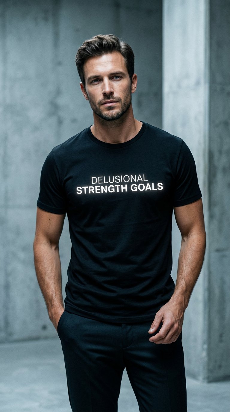 AI product shot of Delusional Strength Goals Tee