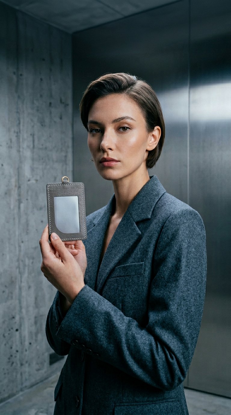 AI product shot of ID Holder 【 Smoky Dark Grey 】意大利羊皮皮具