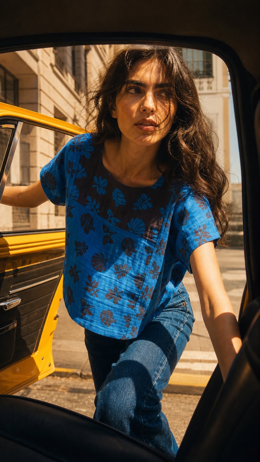 AI product shot of prudence top | spring 26 | azure