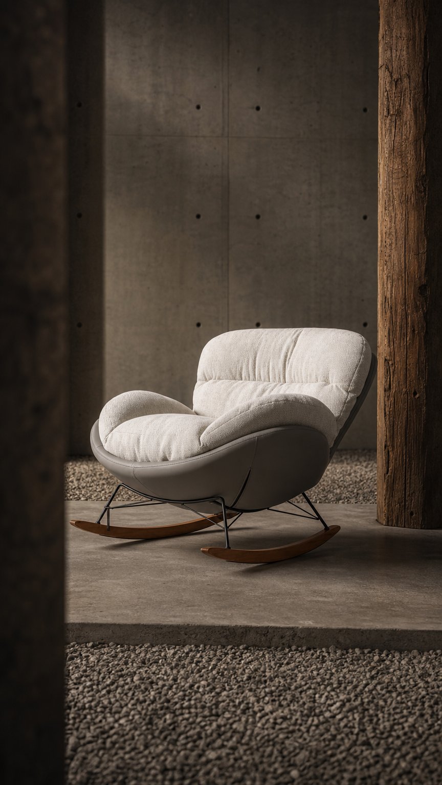 AI product shot of Marlin Rocking Chair (White & Grey)