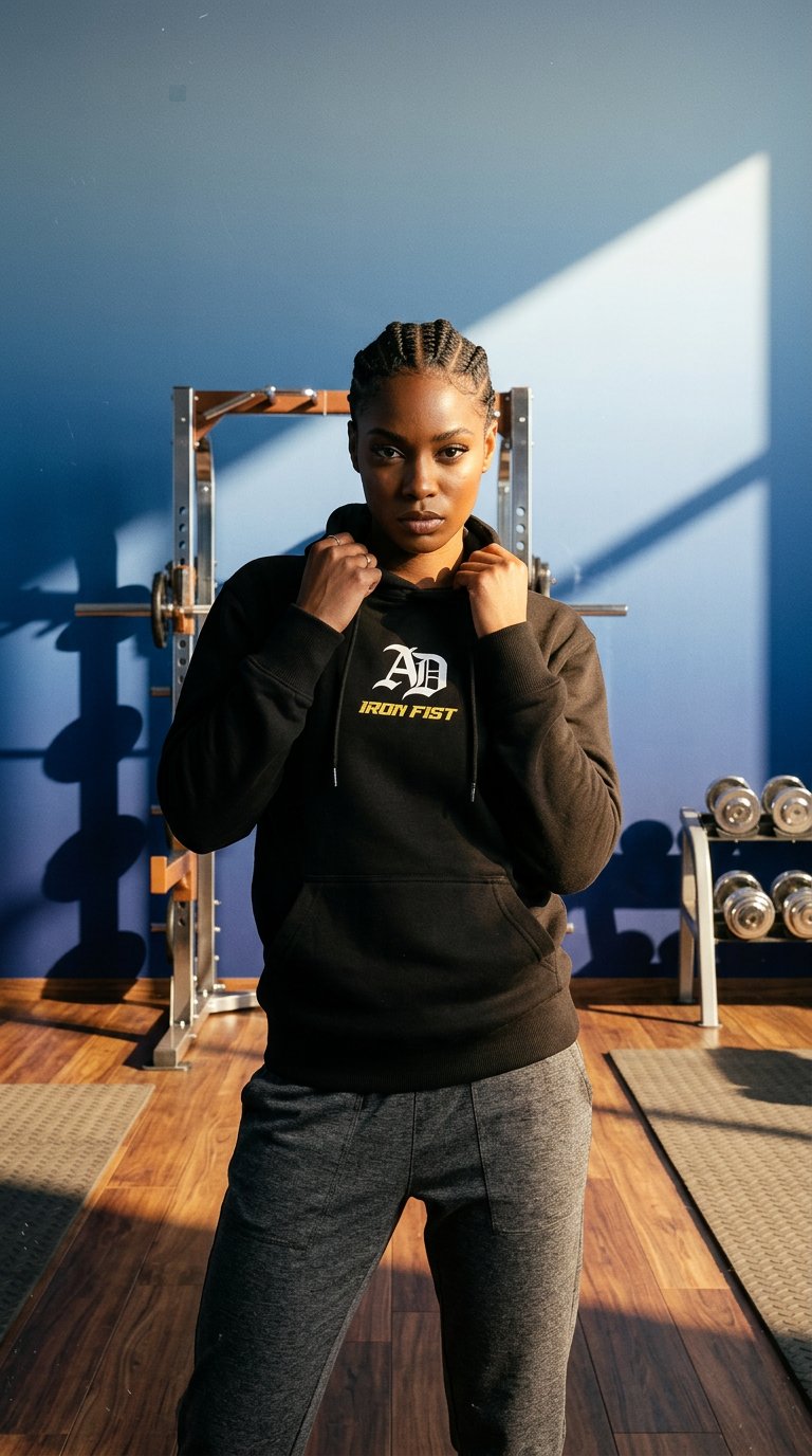 AI product shot of "Born To Break Limits" Hoodie - Alina Dalaslan Edition