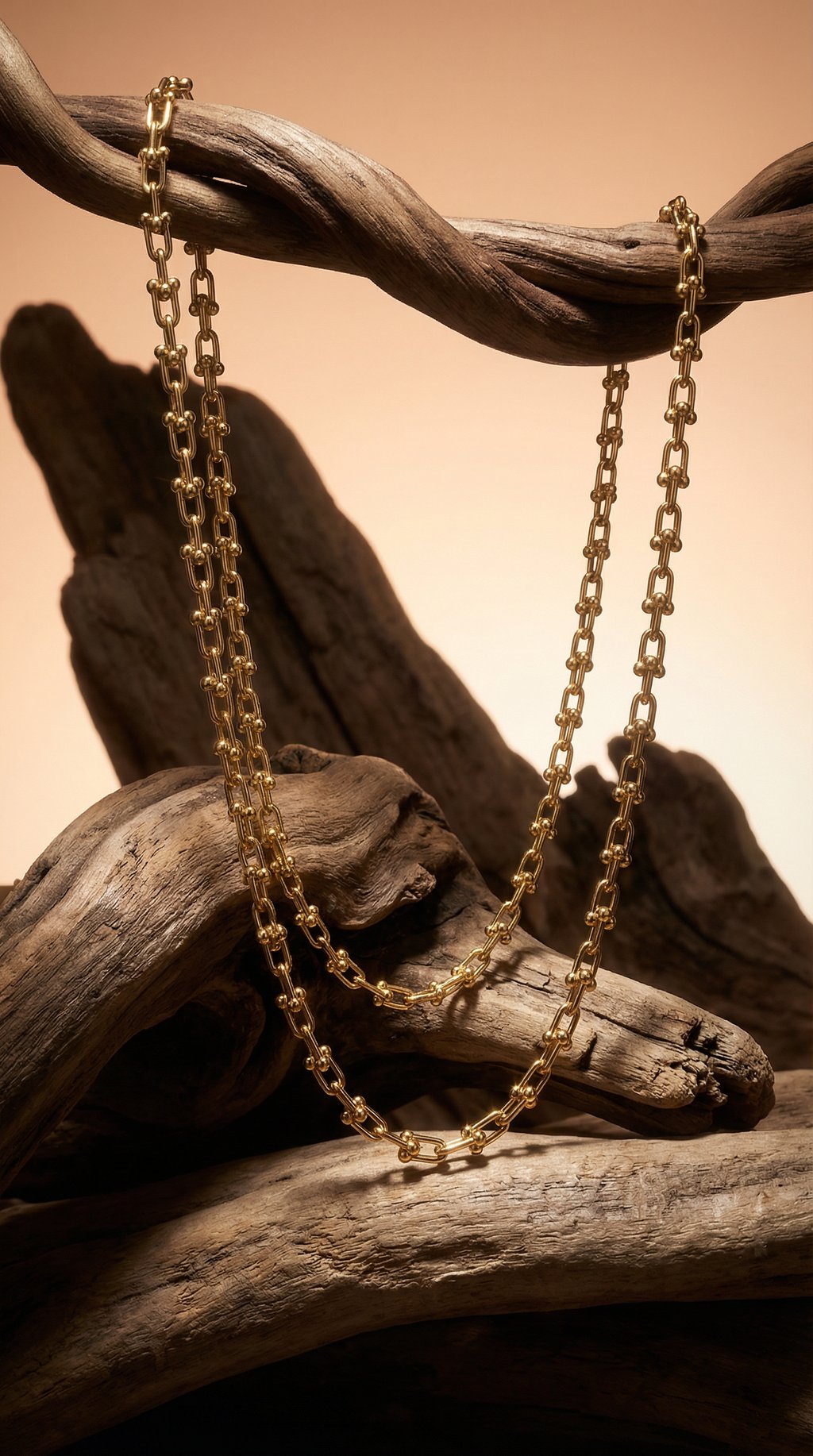 AI product shot of Tiffany HardWear Micro Link Necklace in Yellow Gold
