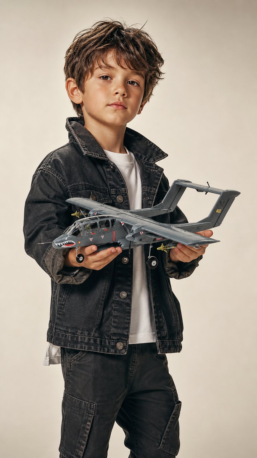 AI product shot of E-flite Micro OV-10 Bronco BNF Basic Electric Airplane (645mm) w/AS3X & SAFE Technology
