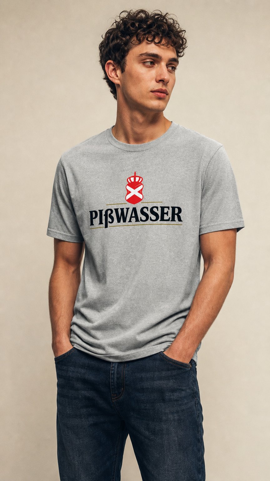 AI product shot of Pißwasser T-Shirt