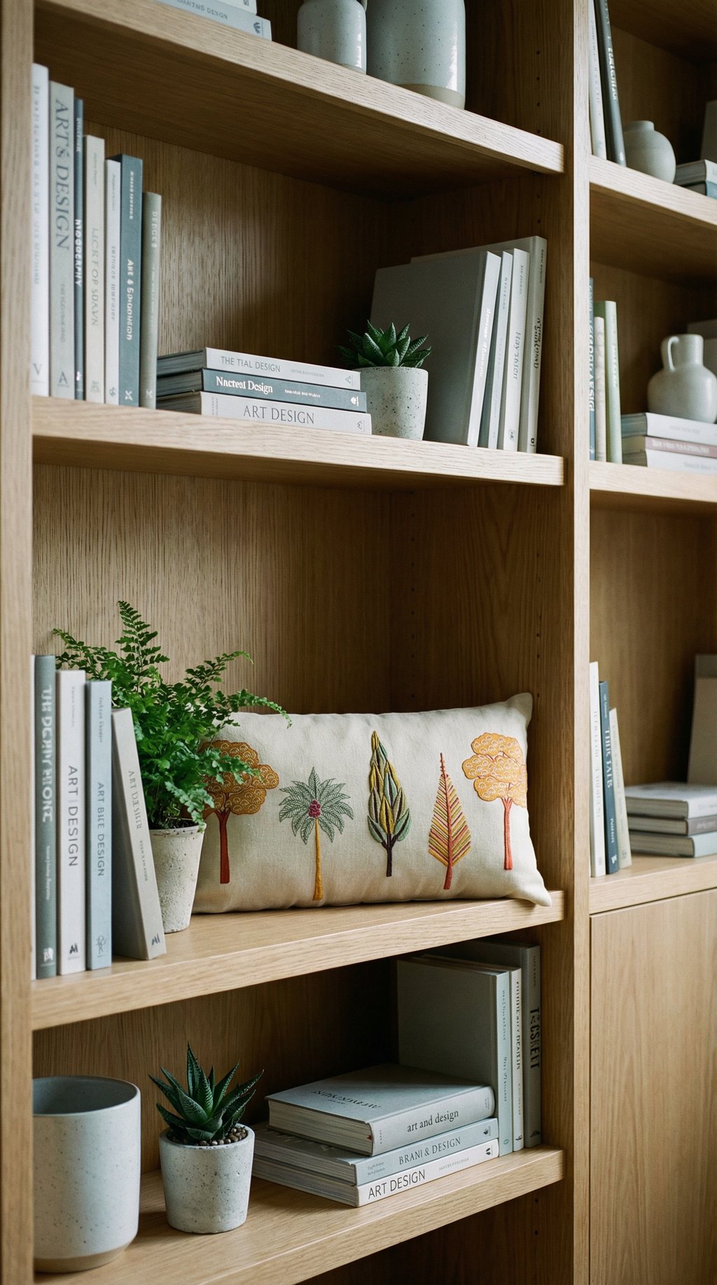 AI product shot of Autumn Garden Embroidered Cushion 50x30cm