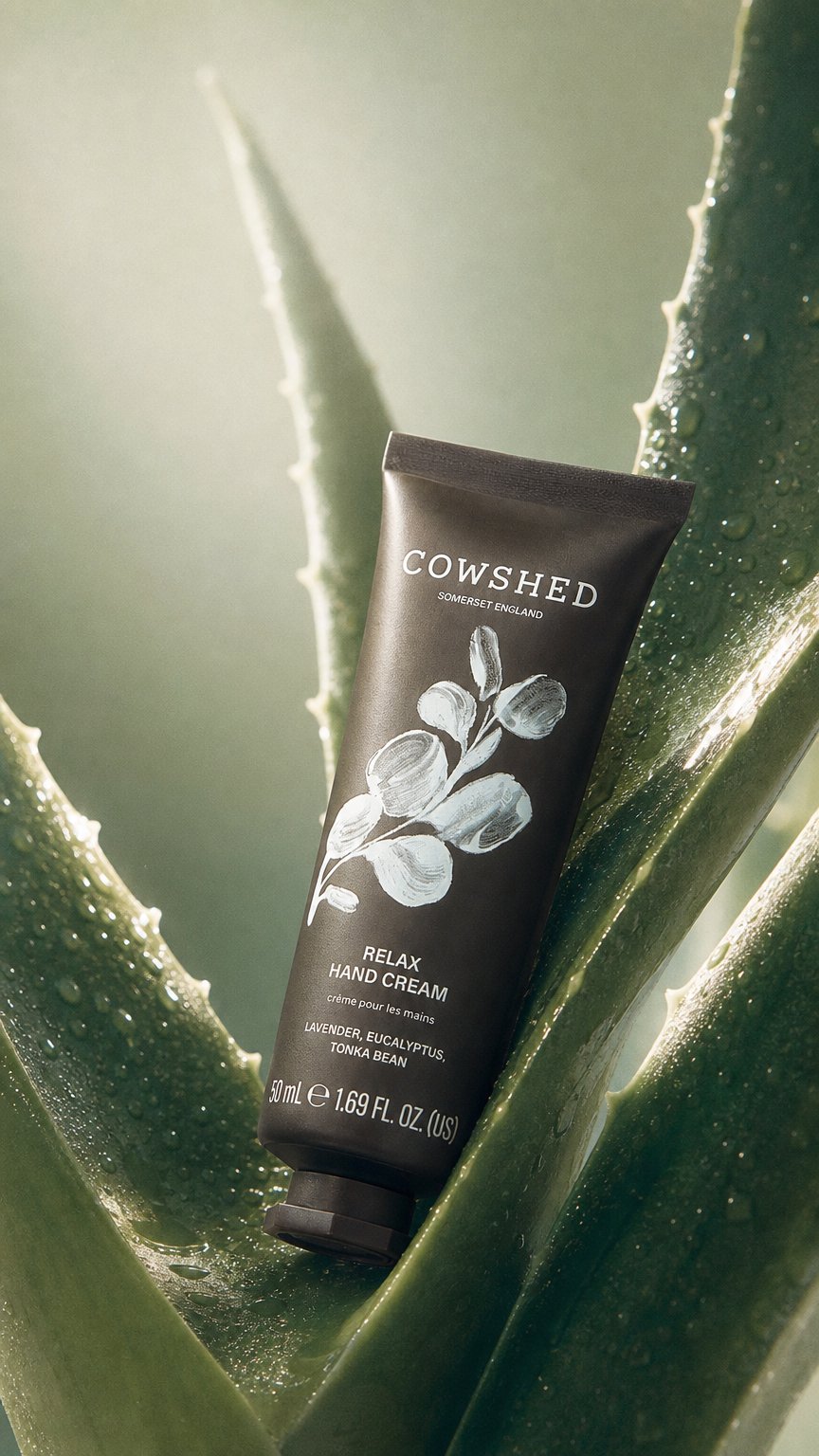 AI product shot of Relax Hand Cream - Lavender, Eucalyptus, Tonka Bean