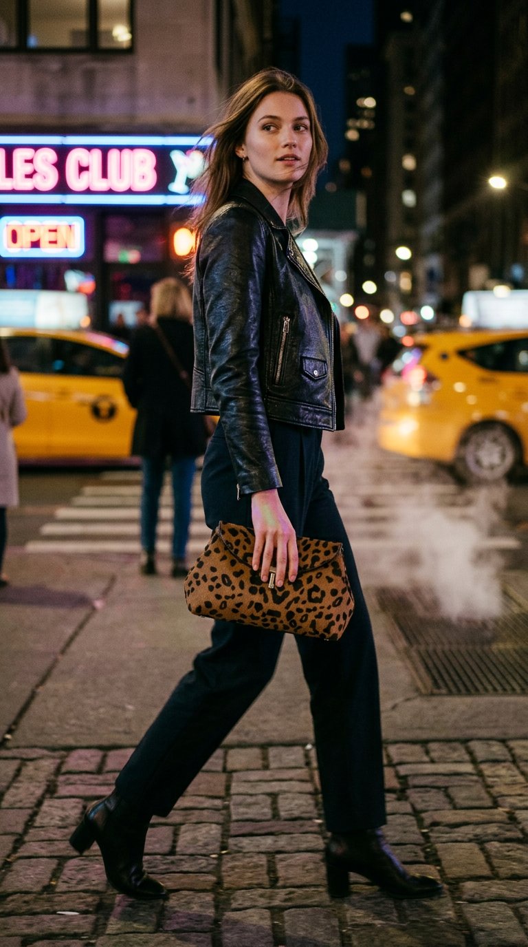 AI product shot of Mini T-Lock Clutch in Leopard Print Pony Hair