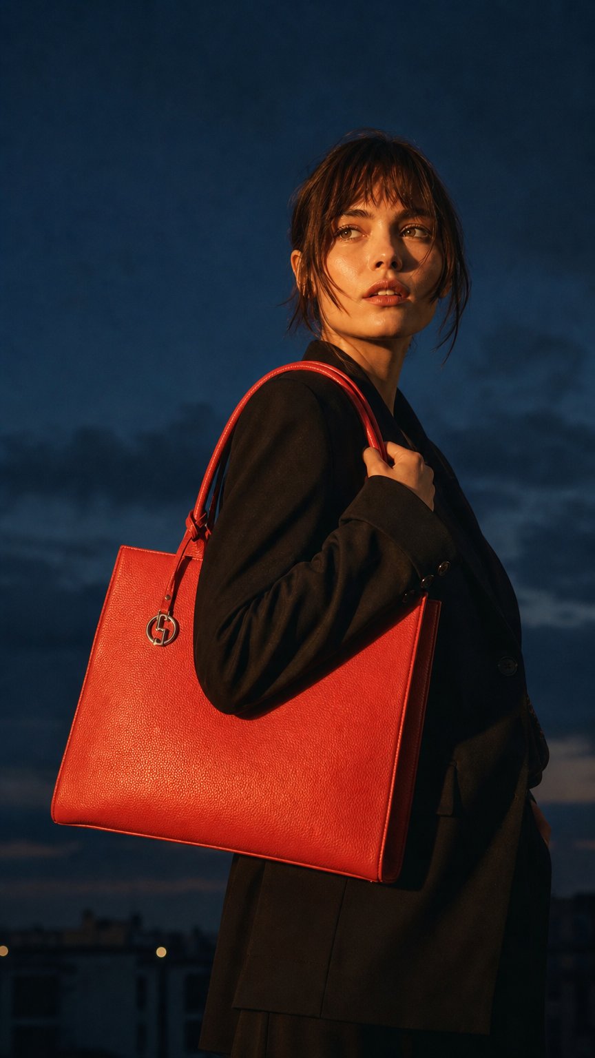 AI product shot of Hibiscus Red 15.6″ Slim Fit Womens Laptop Tote