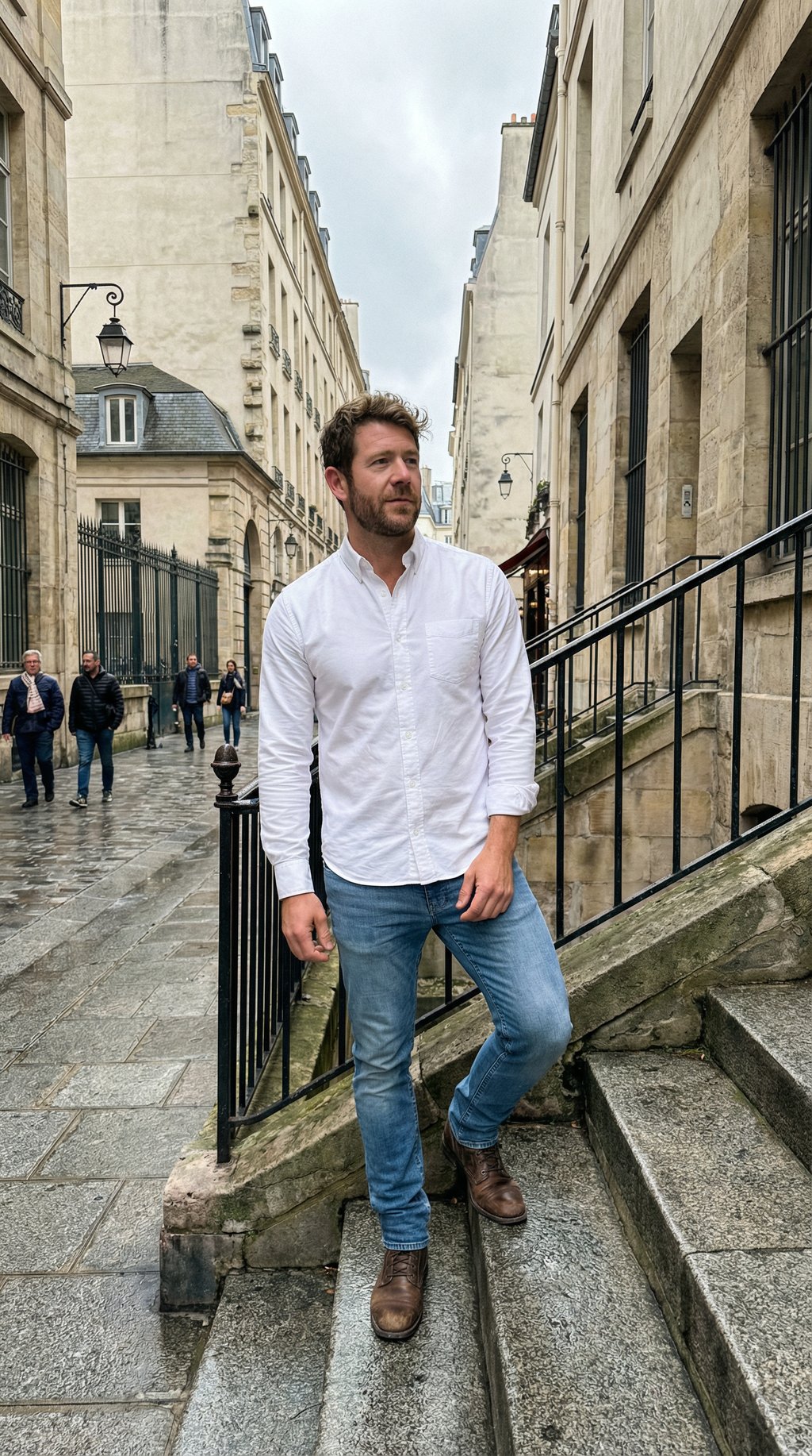AI product shot of White Oxford Wrinkle Free Shirt
