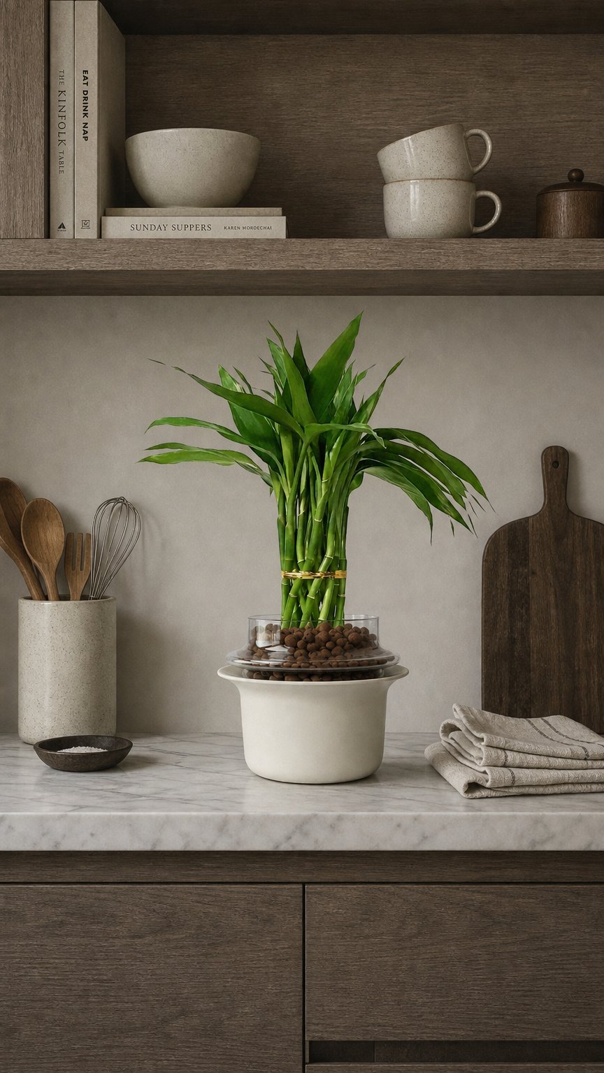 AI product shot of Lucky Bamboo in Terrace Vessel