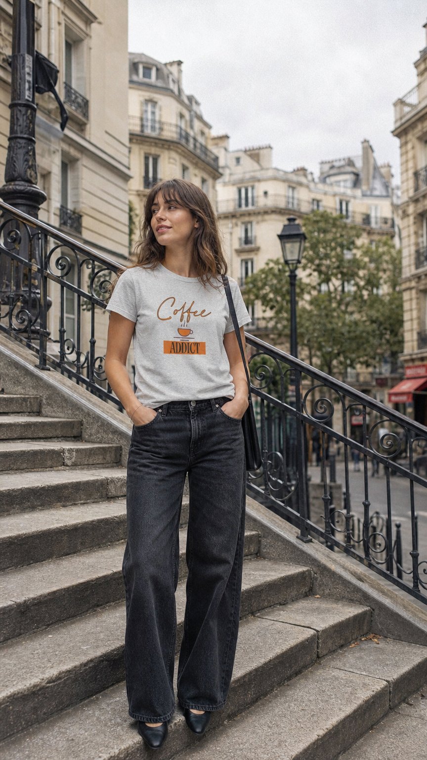 AI product shot of Coffee Addict Women's Midweight Cotton Tee
