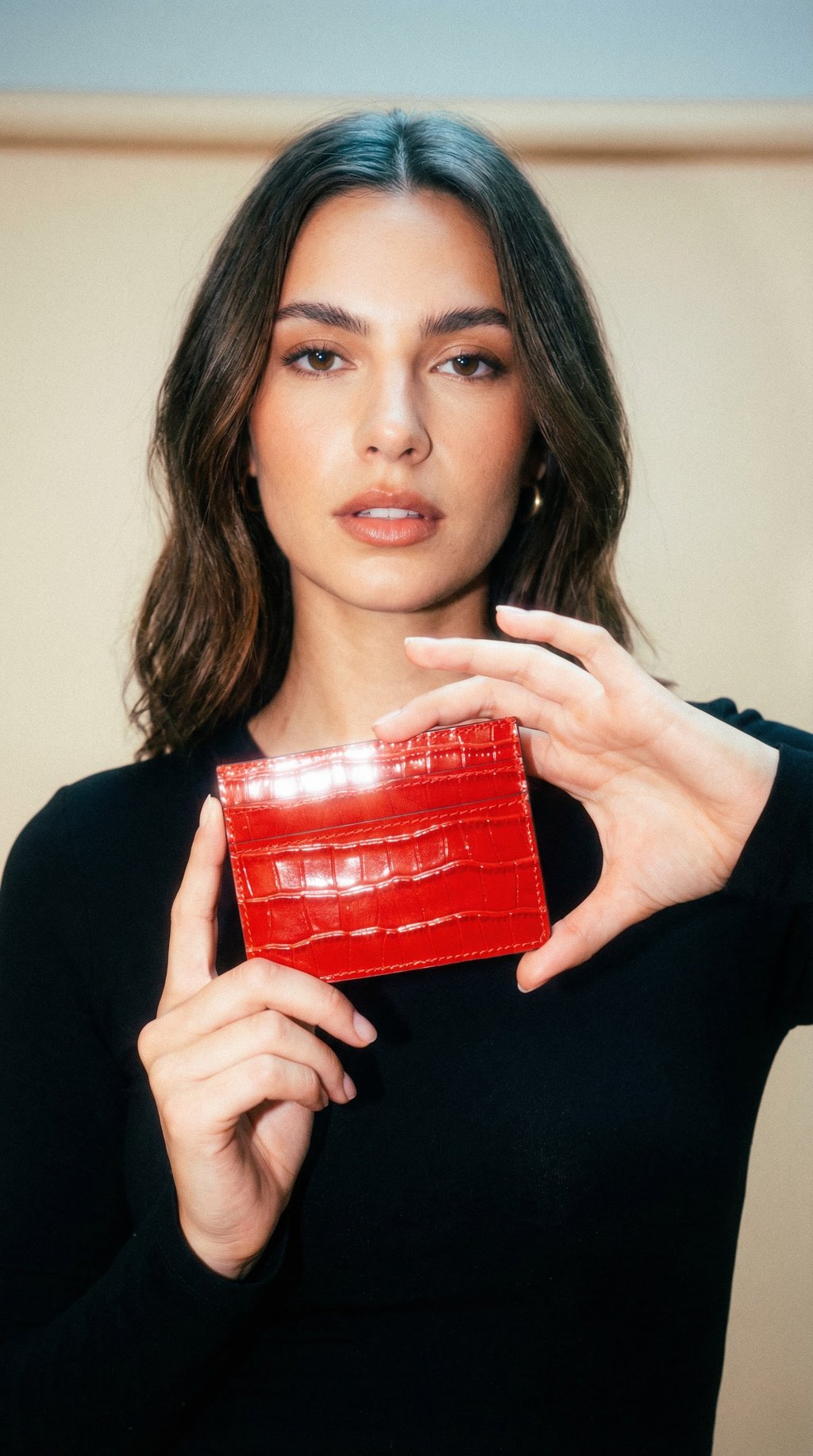 AI product shot of Card Holder - Red Croco