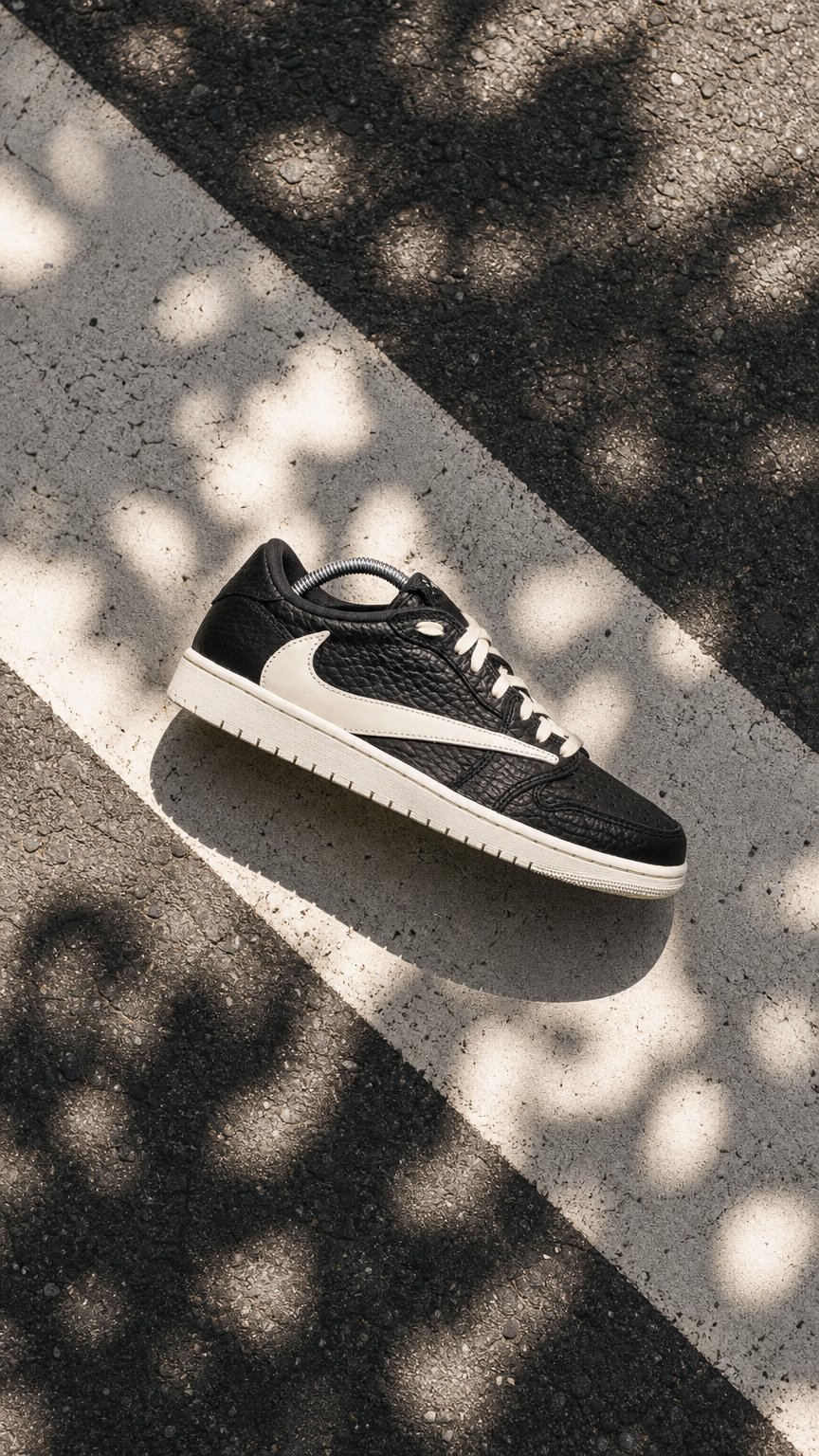 AI product shot of Nike Jordan 1 - Noir Vintage