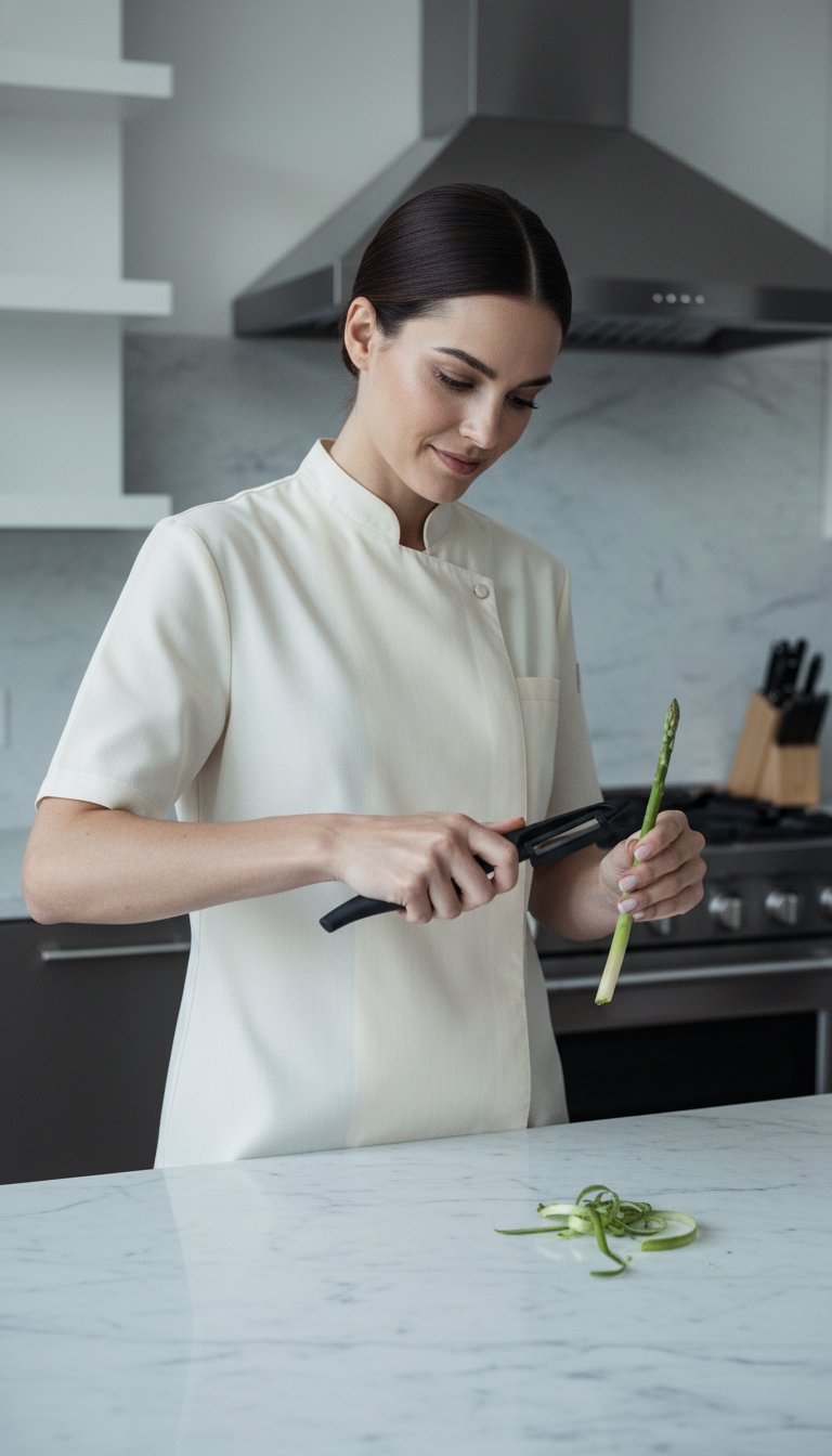 AI product shot of Vegetable Peeler By Cestari Kitchen - Pro Peeler with Razor Sharp Ceramic Blade - Lightweight Ergonomic Handle