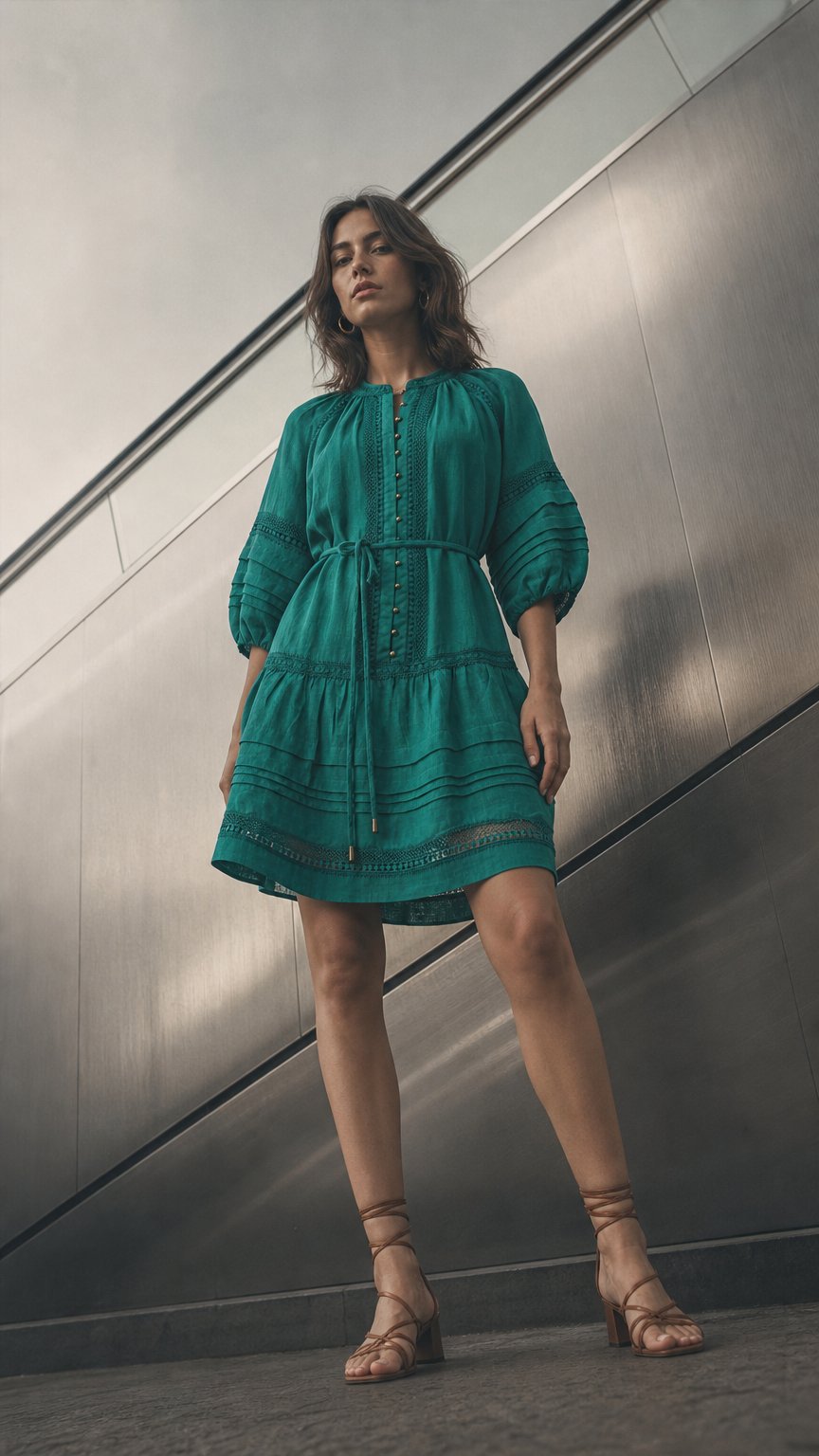 AI product shot of Jostle Dress - Cedar