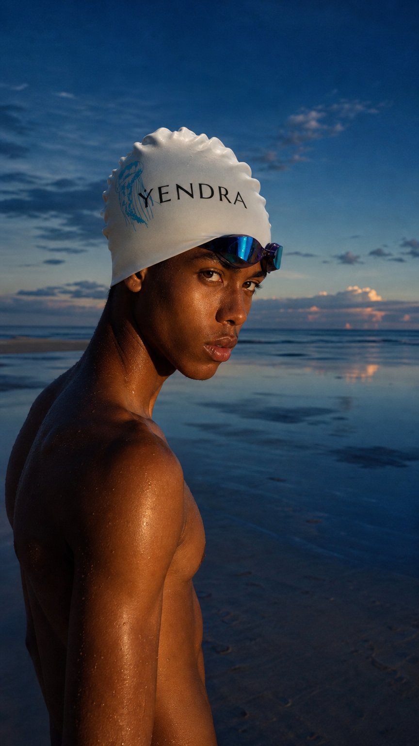 AI product shot of JELLYWAVE SWIMMING CAP