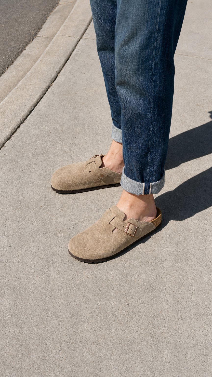 AI product shot of Birkenstock Boston Soft Footbed Men - Taupe
