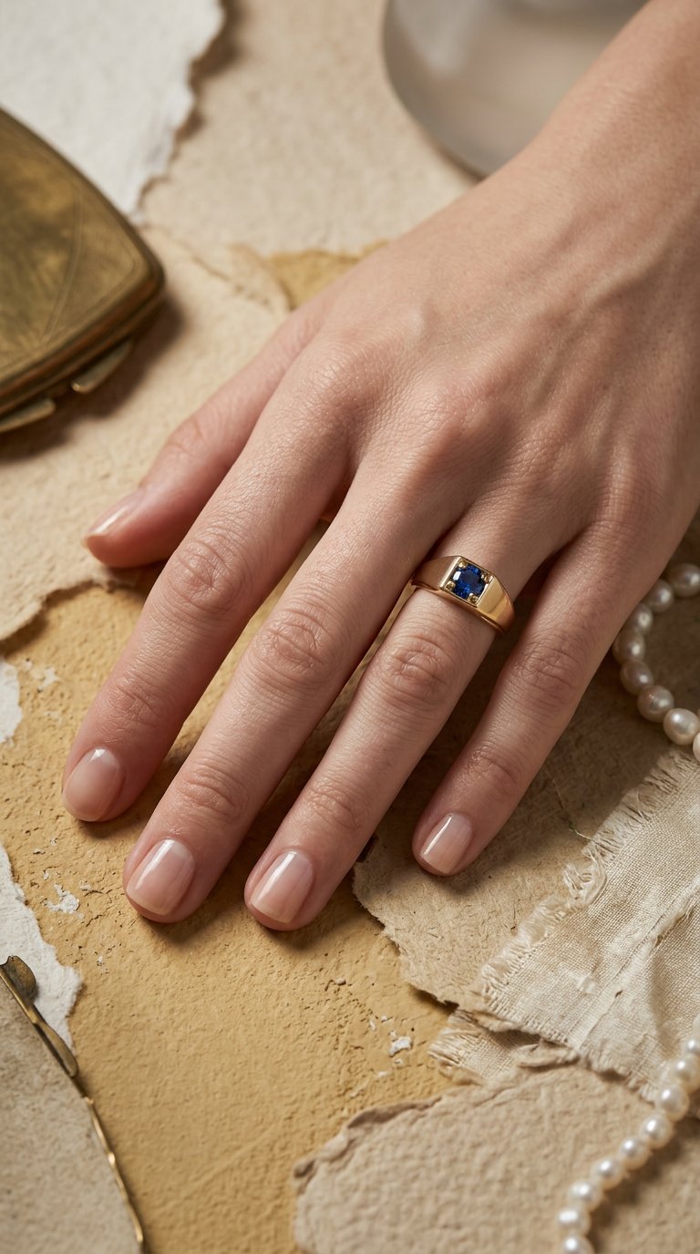 AI product shot of 10K Gold Ring Blue Stone