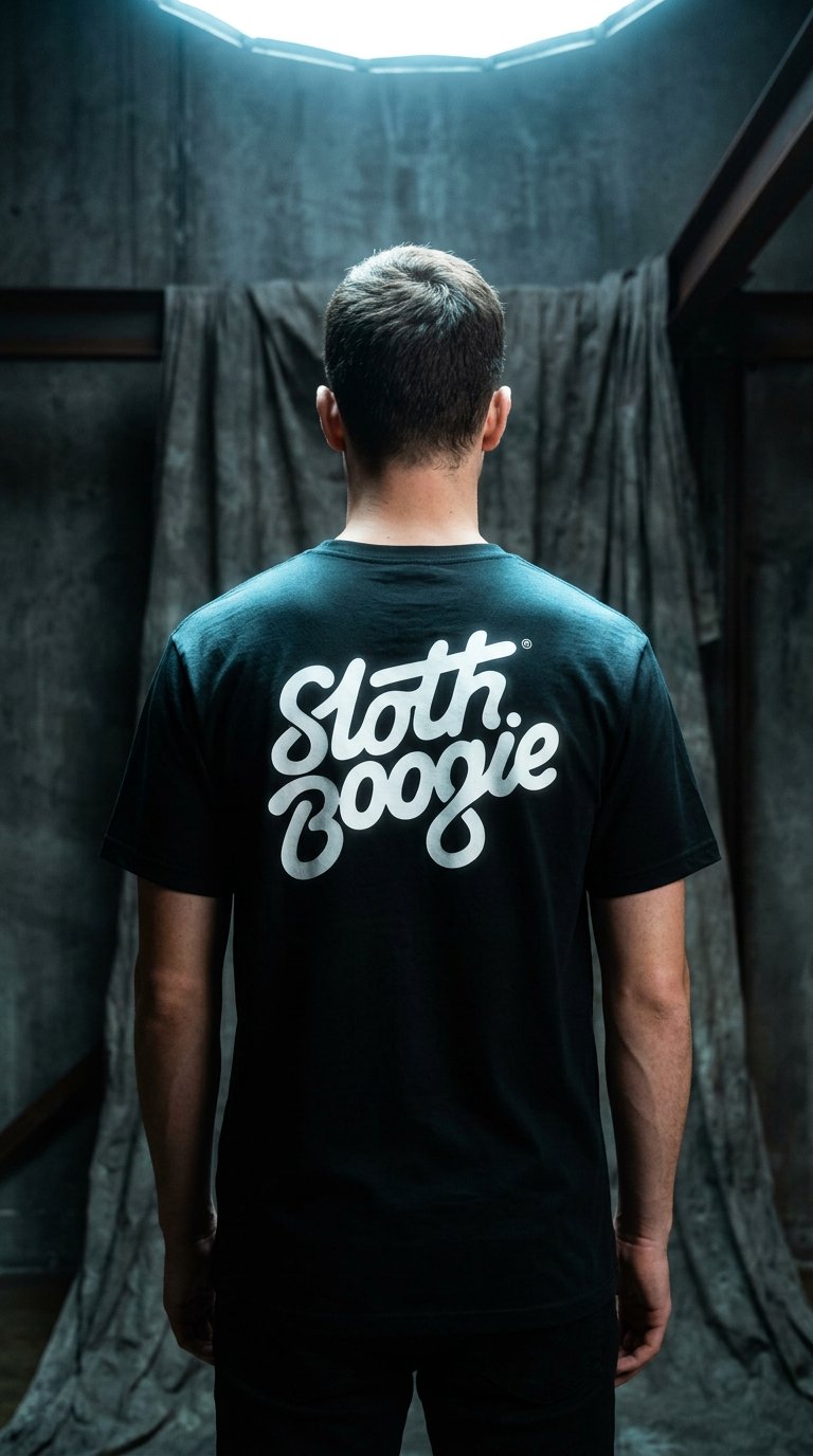 AI product shot of SlothBoogie OG Logo Tee – Black
