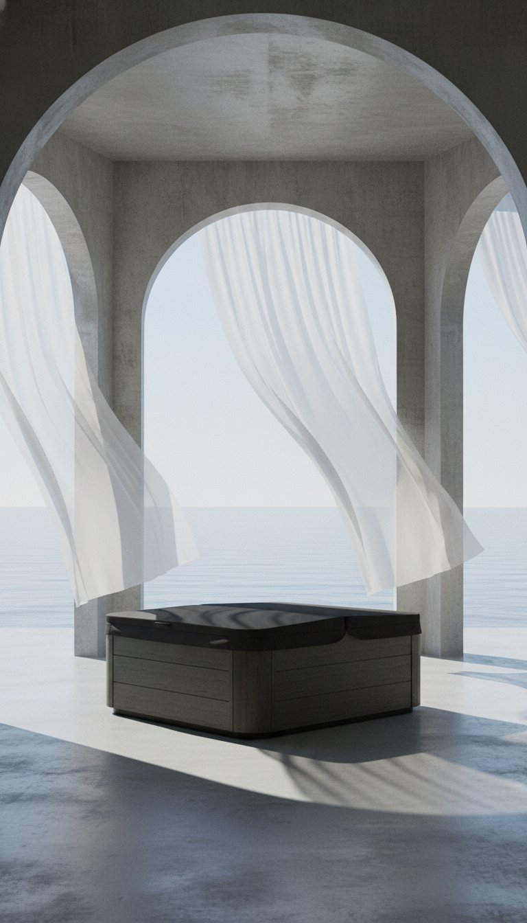 AI product shot of Couvert de spa Sunbrella