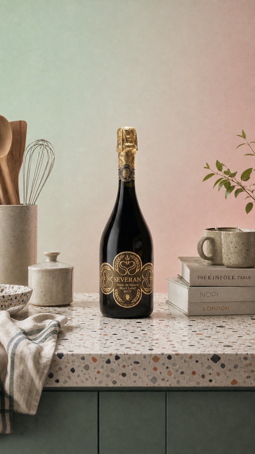 AI product shot of SEVERAN BLACK LABEL BLANC DE BLANCS BRUT