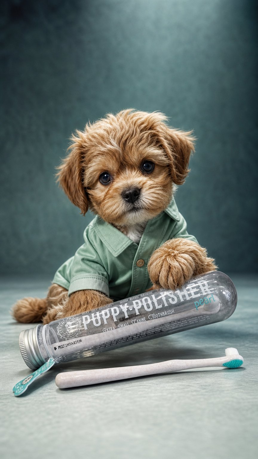 AI product shot of Puppy Polisher Pearl Eco Toothbrush Extra Small