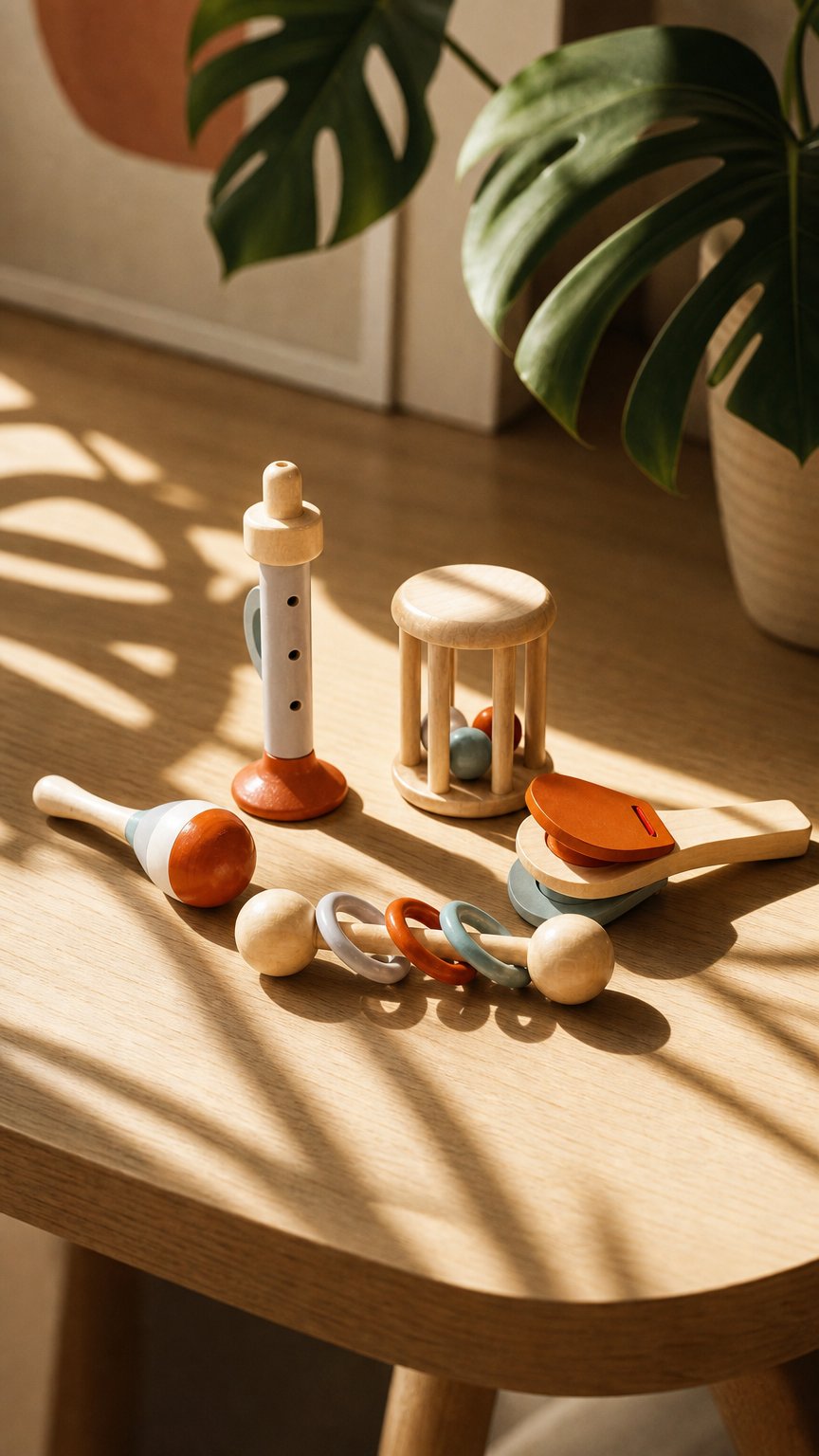 AI product shot of Wholesale Montessori Wooden Hand-eye Coordination Training Toys Textile Drum Wood Sensory Toys for Children Logical Thinking Set