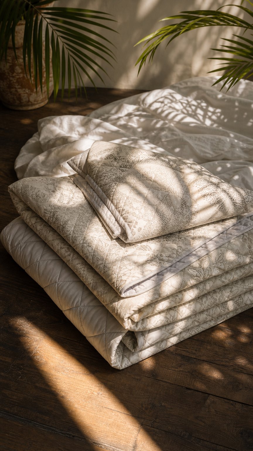 AI product shot of Ensemble courtepointe tissée Timeless Heritage ( Taupe )
