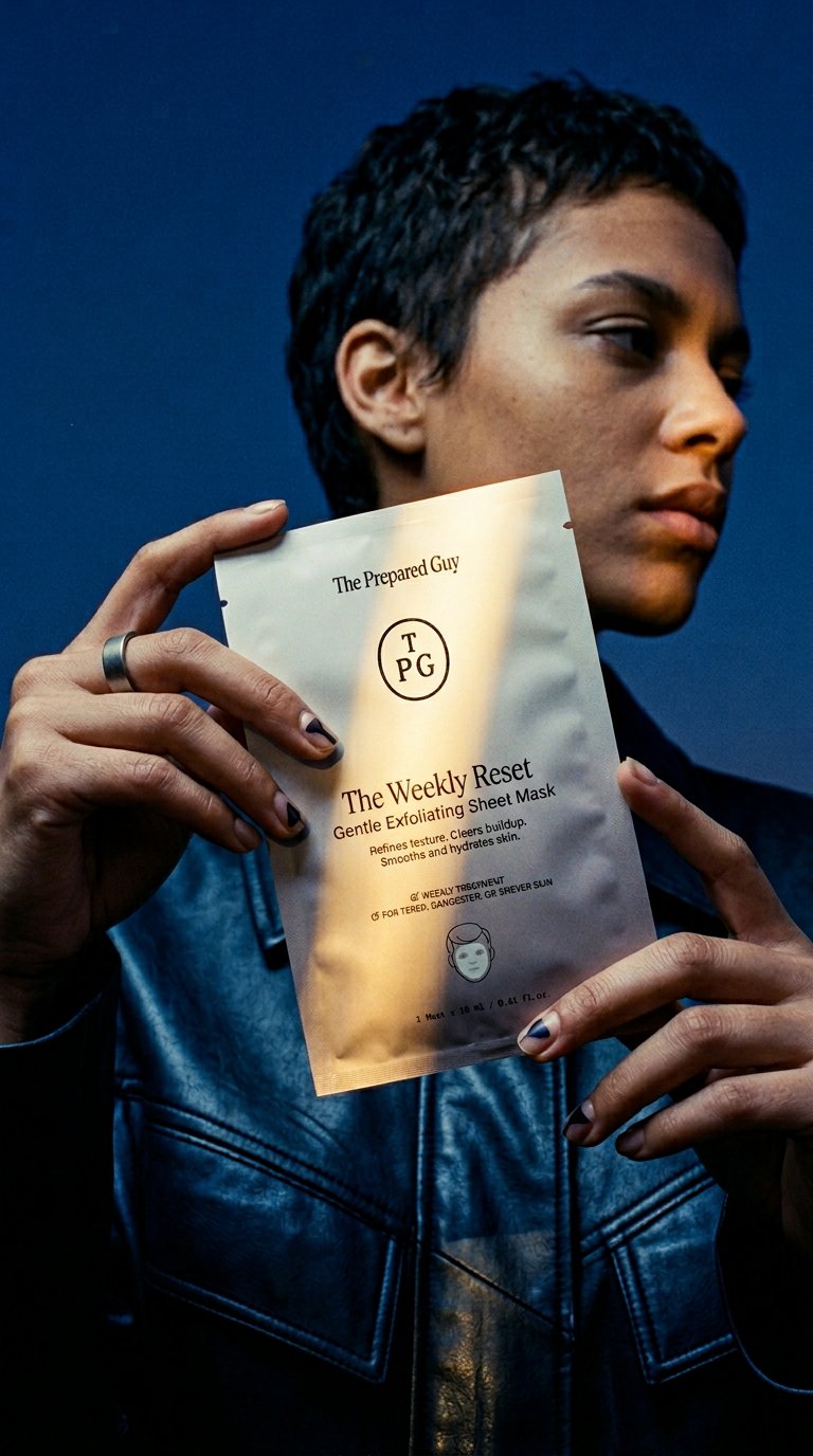 AI product shot of The Weekly Reset Sheet Mask, multipack