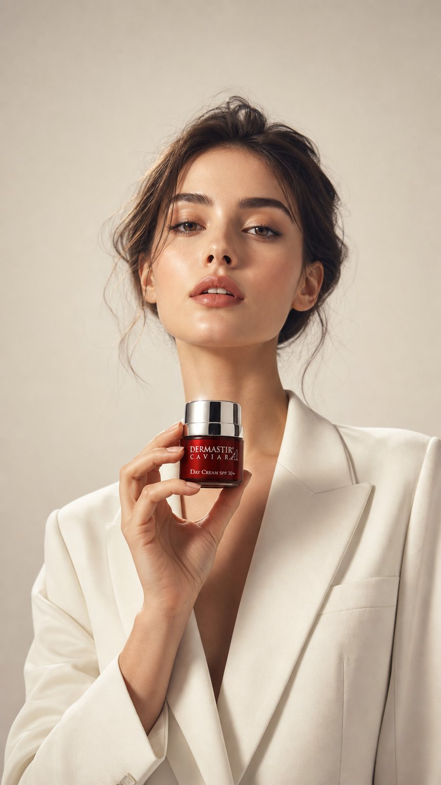 AI product shot of Dermastir Caviar Day Cream SPF30+ Tinted