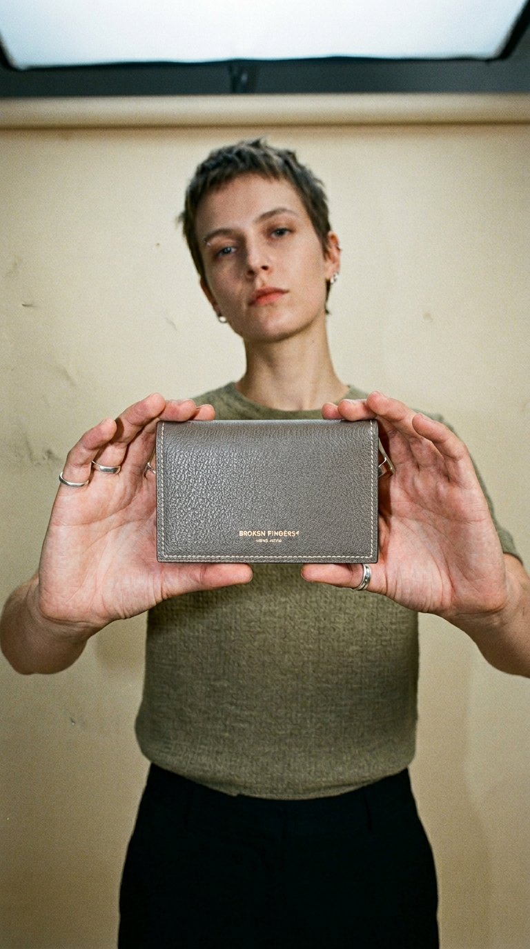 AI product shot of Medium Wallet 【 Smoky Dark Grey 】意大利羊皮銀包