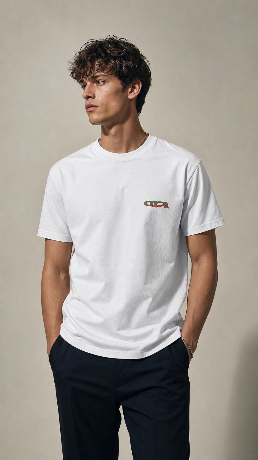 AI product shot of CD T SHIRT - WHITE