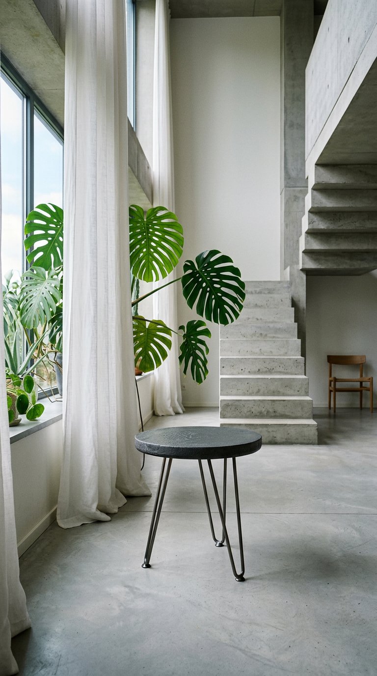 AI product shot of Microcement End Table