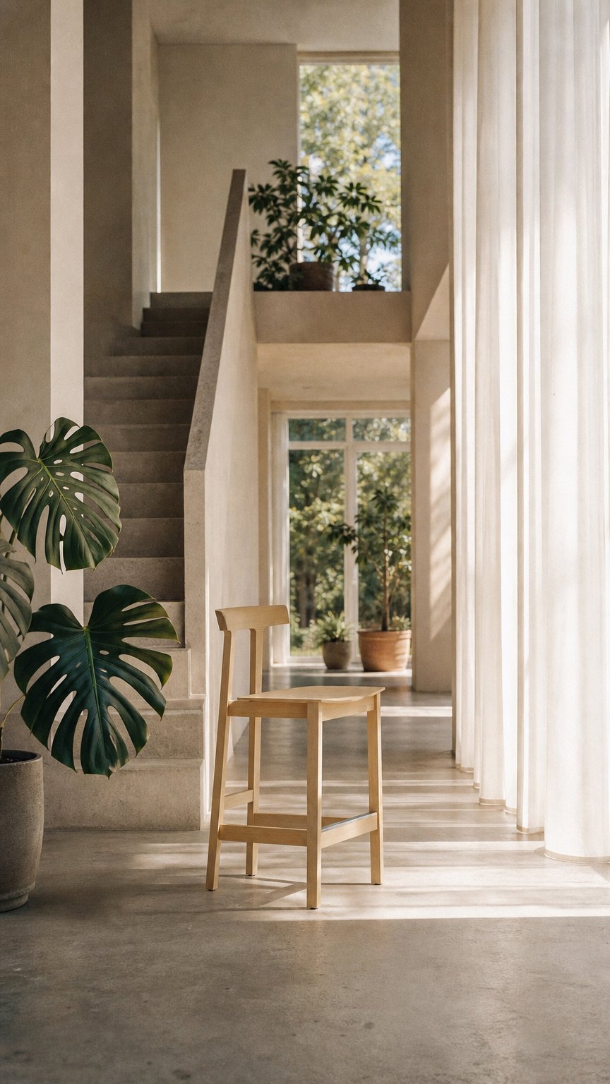 AI product shot of Torii Stool - Wood Seat
