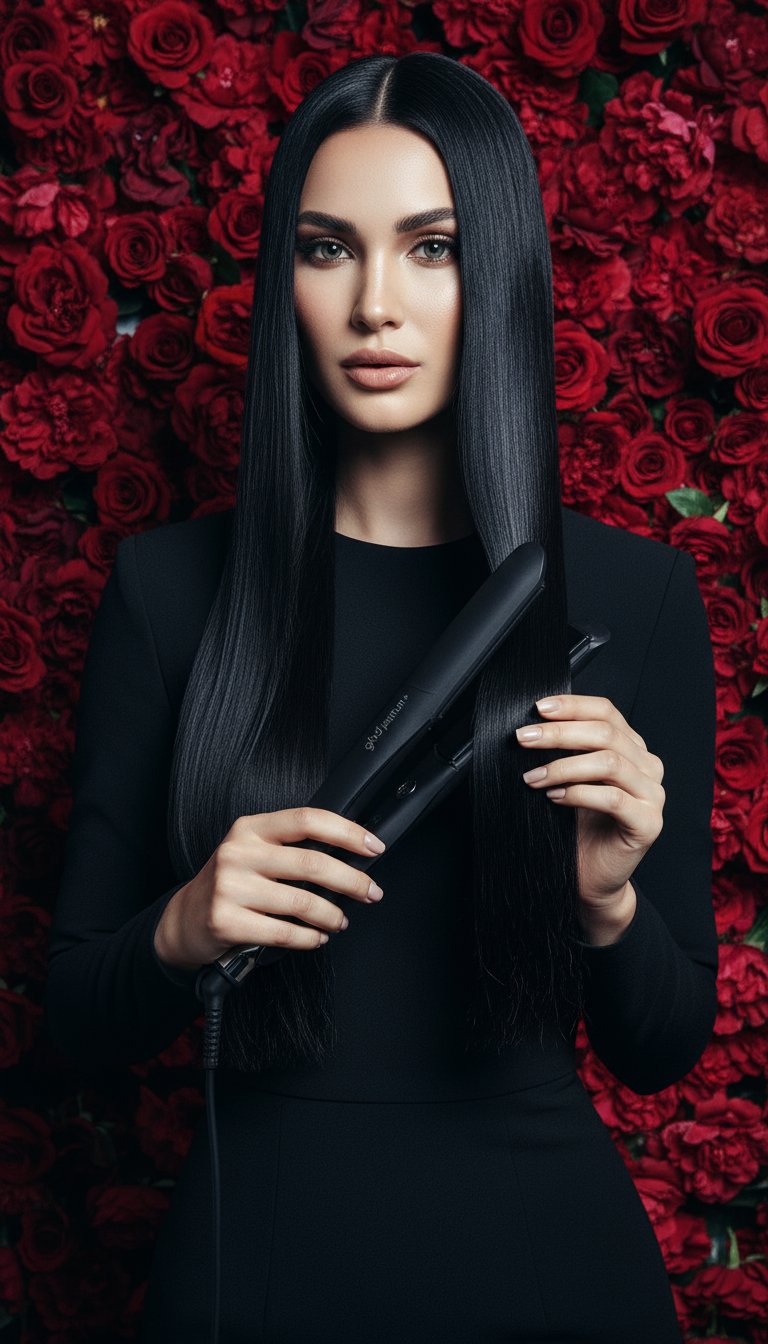 AI product shot of GHD PLATINUM+ HAIR STRAIGHTENER IN BLACK