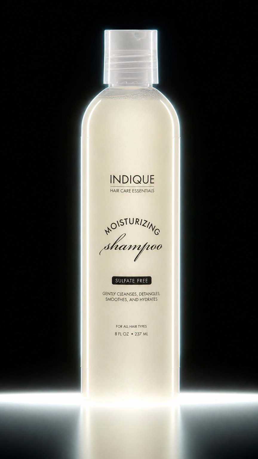 AI product shot of Indique Hair Care Essentials Moisturizing Shampoo