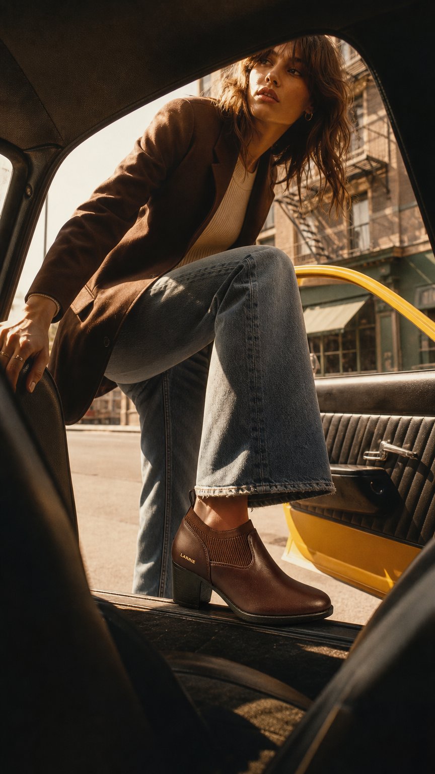 AI product shot of LARRIE Ladies Ivanna 1 Chelsea Ankle Boots - L22602-MK01SV-3-BROWN