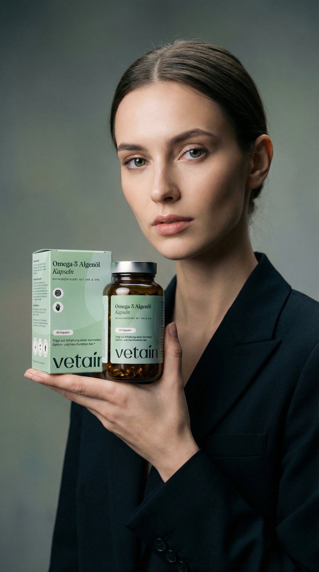 AI product shot of Omega 3 vegan - Algae Oil