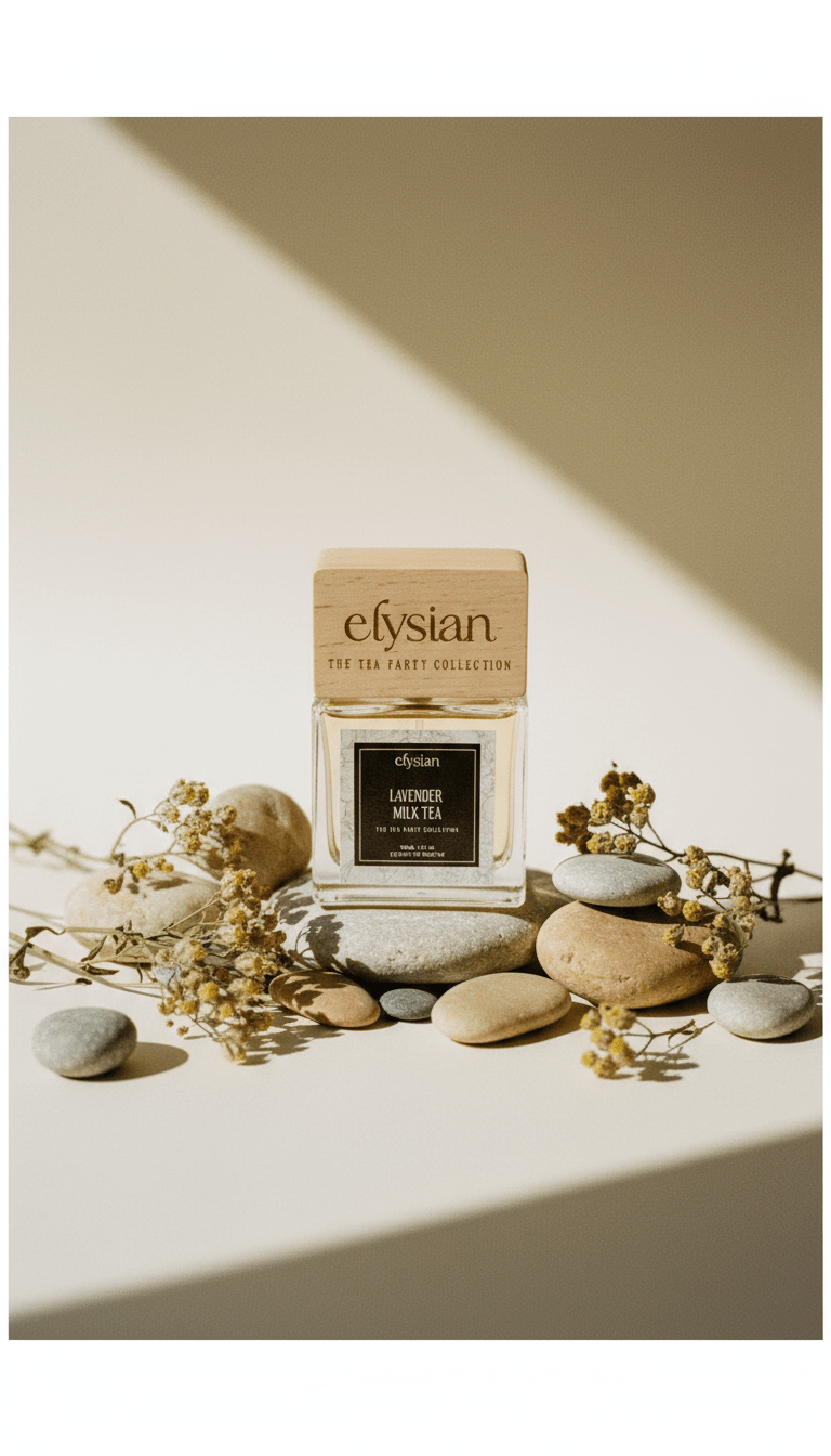 AI product shot of Lavender Milk Tea - Awarded Best New Fragrance!