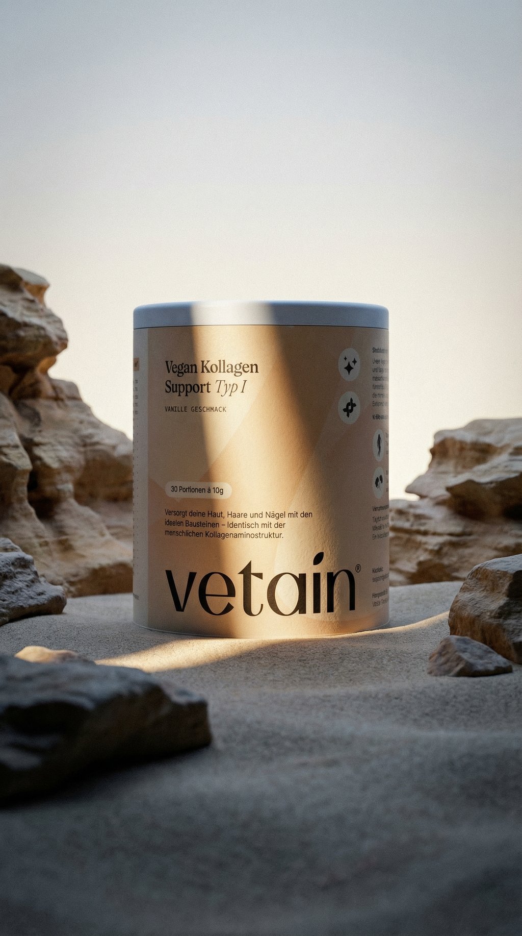 AI product shot of Vegan Collagen Type 1 (Skin, Hair, Nails) – Vanilla Flavor