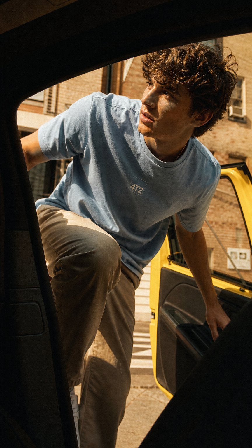 AI product shot of tee, running is boring, vintage grey.